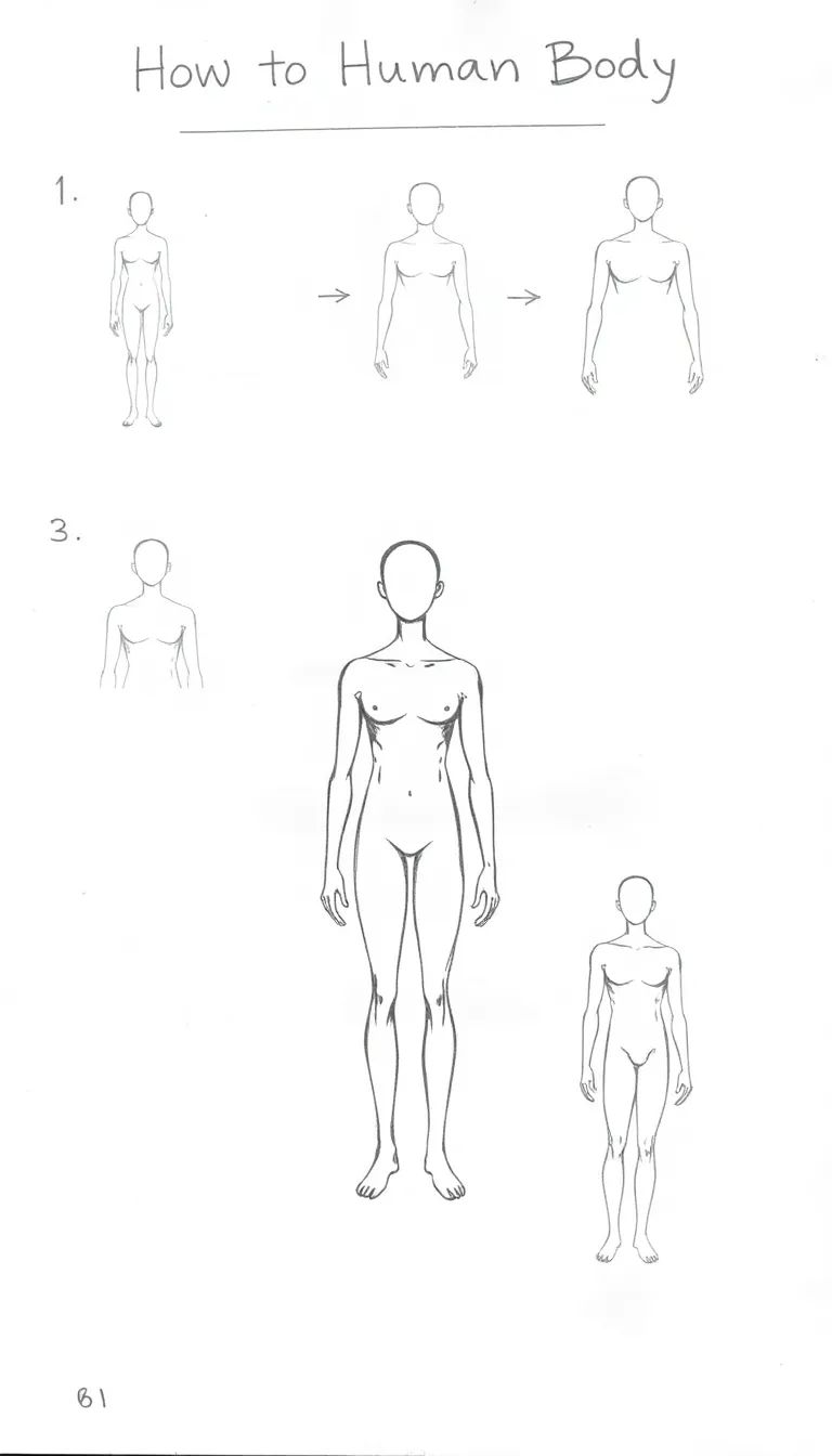 how to draw a body step by step